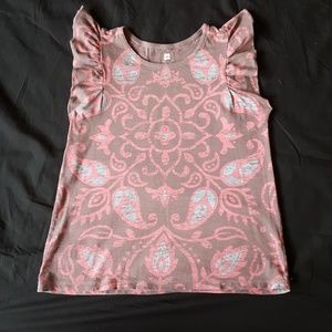 Used Tea Collection Girls Taupe Flutter Sleeve Top